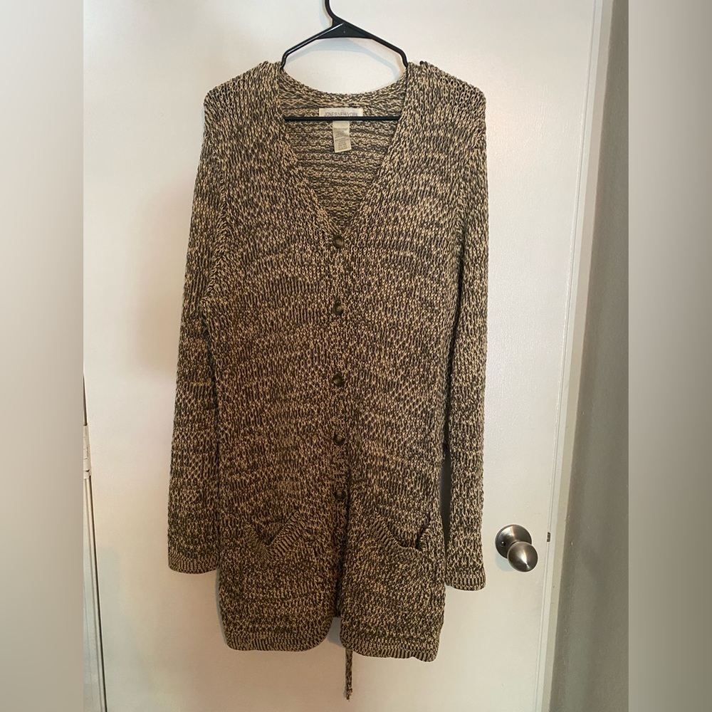 Jones New York Black and Tan Knit Cardigan